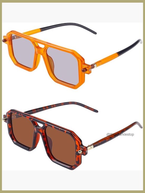 Vintage Square Sunglasses UV400 Protection Geometric Classic Frame Retro Shades main image 4